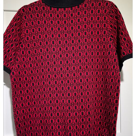 Westbound Vintage Pullover Mock Neck Sweater Red/Black Geometric Size L RN58909 - Picture 6 of 7
